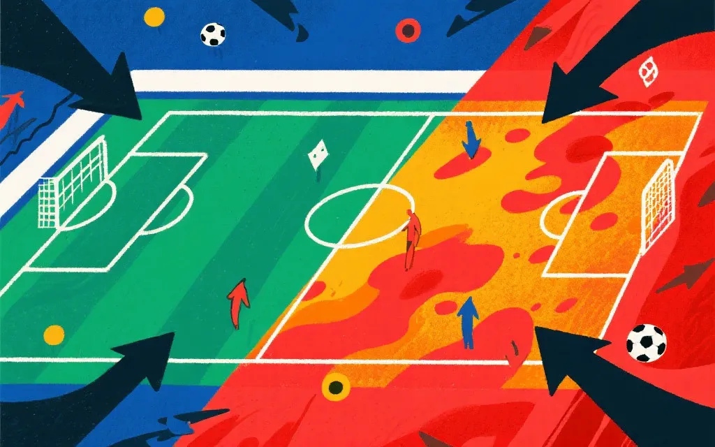 强队与黑马在小组赛对决的战术对抗概念图